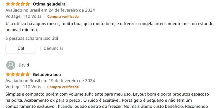 Avaliações da geladeira consul