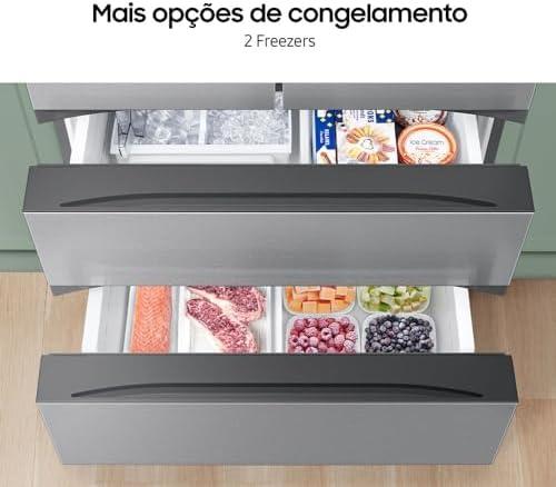  Geladeira Samsung French Door RF26 com All Around Cooling™ com Dispenser de Água e Gelo 550L Inox - 110V 